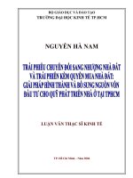 Trái phiếu chuyển đổi sang nhượng nhà đất và trái phiếu kèm quyền mua nhà đất  giải pháp hình thành và bổ sung nguồn vốn đầu tư cho quỹ phát triển nhà ở tại TP HCM 