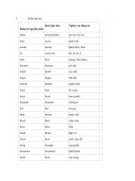 Bảng động từ bất qui tắc có nghĩa của từ cho THCS