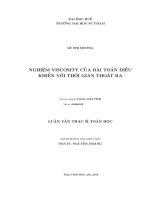 LUẬN VĂN THẠC SĨ TOÁN HỌC: NGHIỆM VISCOSITY CỦA BÀI TOÁN ĐIỀU KHIỂN VỚI THỜI GIAN THOÁT RA