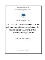 Các yếu tố ảnh hưởng đến lòng trung thành của khách hàng đối với các thương hiệu máy tính bảng nghiên cứu tại TP  HCM 