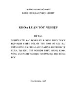 NGHIÊN CỨU XÁC ĐỊNH LIỀU LƯỢNG PHUN THÍCH HỢP DỊCH CHIẾT TỎI, ỚT TRỪ MỘT SỐ SÂU HẠI TRÊN GIỐNG CÀ CHUA LAI F1