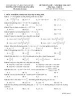 Toán 10 thi lại 50% trắc nghiệm, 50% tự luận