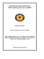ĐỀ CƯƠNG KHÓA LUẬN TỐT NGHIỆP THỬ NGHIỆM HIỆU LỰC CỦA MỘT SỐ LOẠI THUỐC PHÒNG TRỪ RỆP SÁP GÂY HẠI TRÊN CÂY BƯỞI TẠI VƯỜN CÂY TIÊU BẢN KHOA NLNN