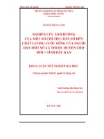 Nghiên cứu ảnh hưởng của một số chỉ tiêu dân số đến chất lượng cuộc sống của người dân một số thuộc huyện Chợ mới  tỉnh Bắc Kạn (Khóa luận tốt nghiệp)