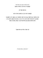 ĐỀ CƯƠNG KHÓA LUẬN TỐT NGHIỆP NGHIÊN CỨU HIỆU LỰC PHÒNG TRỪ SÂU HẠI TRÊN RAU MỒNG TƠI CỦA DUNG DỊCH NGÂM LÁ XÀ CỪ VỤ XUÂN HÈ NĂM 2017 TẠI KHU THỰC HÀNH, THỰC TẬP TRƯỜNG ĐẠI HỌC HỒNG ĐỨC