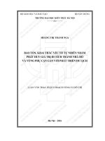 Bảo tồn, khai thác yếu tố tự nhiên nhằm phát huy giá trị di tích thành nhà hồ và vùng phụ cận gắn với phát triển du lịch (tt) 