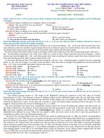 Đề thi thử Tiếng Anh lớp 12 đề số 87