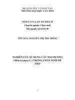 Nghiên cứu khả năng sử dụng cây mai dương (mimosa pigra l ) trong chăn nuôi dê thịt (tt) 