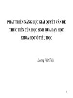 PHÁT TRIỂN NĂNG LỰC GQVD THỰC TIỄN CỦA HS QUA DẠY HỌC KHOA HỌC Ở TIỂU HỌC
