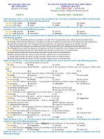 Đề thi thử Tiếng Anh lớp 12 đề số 92