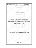 Quản lý hệ thống cấp nước thành phố trà vinh trong bối cảnh biến đổi khí hậu (tt) 