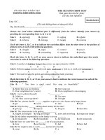 Đề kiểm tra học kỳ 2 môn Tiếng Anh 12