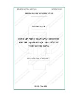 Đánh giá nhà ở thấp tầng tại một số khu đô thị mới hà nội theo tiêu chí thiết kế thụ động (tt)