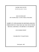 Nghiên cứu nồng độ một số chỉ số hóa sinh máu ở bệnh nhân suy thận mạn lọc máu chu kỳ được bổ sung acid folic, vitamin B6 và vitamin B12 (NCKH)