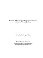 Accounts of the visual art classroom  catering for artistically talented students 