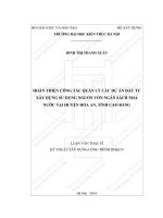 Hoàn thiện công tác quản lý các dự án đầu tư xây dựng sử dụng nguồn vốn ngân sách nhà nước tại huyện hòa an, tỉnh cao bằng (tt)