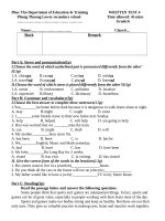 Đề thi ĐK 2  Test 4 HKII  Chương trình SGK TA 6 mới