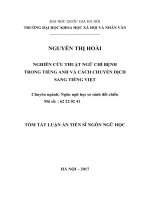 Nghiên cứu thuật ngữ chỉ bệnh trong tiếng anh và cách chuyển dịch sang tiếng việt (tt) 