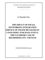 The impact of social networking integration service of online retailer on consummers puchase intent the case of hochiminh city, vietnam 