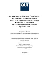 An analysis of holding cost impact on housing affordability in relation to midsized greenfield residential property developments in south east queensland 