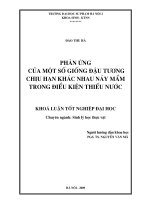 Phản ứng của một số giống đậu tương chịu hạn khác nhau nảy mầm trong điều kiện thiếu nước (Khóa luận tốt nghiệp)