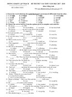 Đề thi thử lớp 10 môn Tiếng Anh huyện Lập Thạch