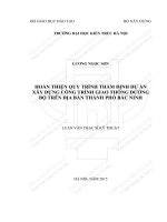 Hoàn thiện quy trình thẩm định dự án xây dựng công trình giao thông đường bộ trên địa bàn thành phố bắc ninh (tt)