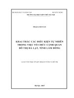 Khai thác các điều kiện tự nhiên trong việc tổ chức cảnh quan đô thị đà lạt, tỉnh lâm đồng (tt)