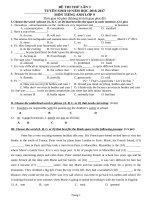 ĐỀ THI THỬ LẦN 3  TUYỂN SINH 10 TP HCM TIẾNG ANH 9