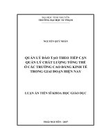 Quản lý đào tạo theo tiếp cận quản lý chất lượng tổng thể ở các Trường cao đẳng Kinh tế khu vực Duyên hải  Nam trung bộ trong giai đoạn hiện nay (LA tiến sĩ)