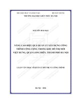 Nâng cao hiệu quả quản lý xây dựng công trình công cộng trong khu đô thị mới việt hưng, quận long biên, thành phố hà nội (tt)