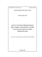 Quản lý xây dựng theo quy hoạch khu tái định cư khu kinh tế vân đồn tại xã hạ long, huyện vân đồn, tỉnh quảng ninh (tt)