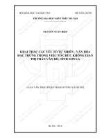 Khai thác các yếu tố tự nhiên văn hóa đặc trưng cho việc tổ chức không gian thị trấn vân hồ, tỉnh sơn la (tt)