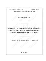 Quản lý xây dựng hệ thống công trình công cộng theo quy hoạch trong khu vực phát triển đô thị huyện hoài đức, TP hà nội (tt)