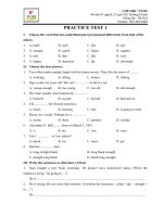 Đề luyện tập tổng hợp Tiếng Anh lớp 8 phần 1