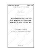 Một số giải pháp quản lý chất lượng công trình xây dựng ngành giáo dục tại huyện châu thành, tỉnh đồng tháp (tt)