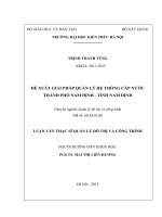 Đề xuất giải pháp quản lý hệ thống cấp nước thành phố nam định   tỉnh nam định (tt)