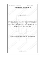 Nâng cao hiệu quả quản lý chất thải rắn sinh hoạt trên địa bàn thành phố phủ lý , tỉnh hà nam đến năm 2030 