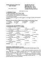 Đề thi tiếng anh lớp 8 học kì 1