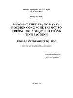 Khảo sát thực trạng dạy và học môn Công nghệ tại một số Trường THPT tỉnh Bắc Ninh (Khóa luận tốt nghiệp)