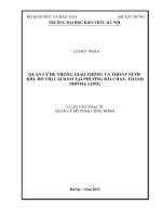 Quản lý hệ thống giao thông và thoát nước khu đô thị cái dăm tại phường bãi cháy, thành phố hạ long (tt)
