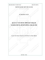 Quản lý xây dựng theo quy hoạch xã kim chung, huyện đông anh, hà nội (tt)