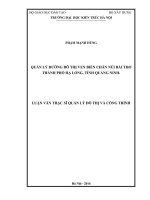 Quản lý đường đô thị ven biển chân núi bài thơ thành phố hạ long tỉnh quảng ninh (tt)
