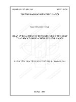 Quản lý khai thác sử dụng khu nhà ở thu nhập thấp bắc cổ nhuế  chèm, từ liêm, hà nội (tt)