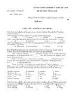 ĐỀ VÀ ĐÁP TIẾNG ANH LỚP 10 VĨNH PHÚC 2017 2018