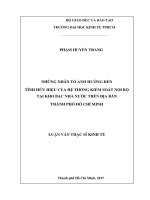 Những nhân tố ảnh hưởng đến tính hữu hiệu của hệ thống kiểm soát nội bộ tại kho bạc nhà nước trên địa bàn thành phố hồ chí minh 