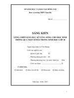 skkn lồng ghép giáo dục kĩ năng sống cho học sinh thông qua một số  bài trong sinh học lớp 10 