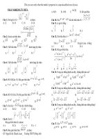 Trắc nghiệm Toán 12 chuyên đề Lũy thừa