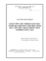 SKKN GIÁO VIÊN CHỦ NHIỆM GIÁO dục NGHỀ địa PHƯƠNG CHO học SINH QUA tổ CHỨC HOẠT ĐỘNG TRẢI NGHIỆM SÁNG tạo 