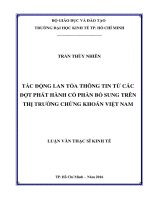 Tác động lan tỏa thông tin từ các đợt phát hành cổ phần bổ sung trên thị trường chứng khoán việt nam 